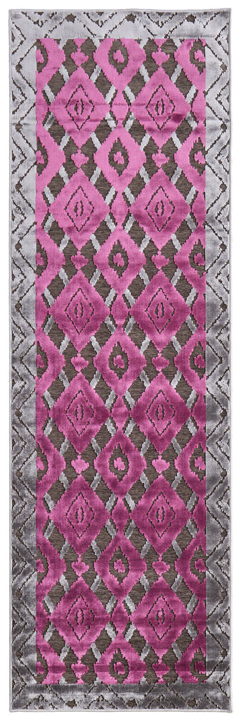 Saphir Rubus Modern Diamond Purple Gray Taupe Area Rug (2'6" x 8')