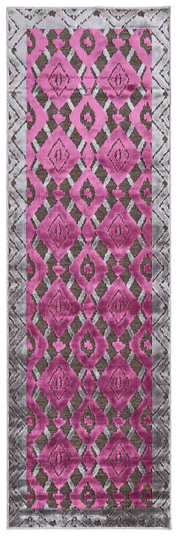 Saphir Rubus Modern Diamond Purple Gray Taupe Area Rug (7'6" x 10'6")