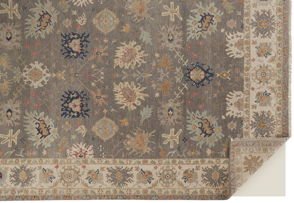 Bhatia Traditional Oriental Gray Ivory Taupe Area Rug (11'6" x 15')