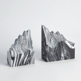 Pair Mountain Summit Bookends : Pair Mountain Summit Bookends (Black Marble)