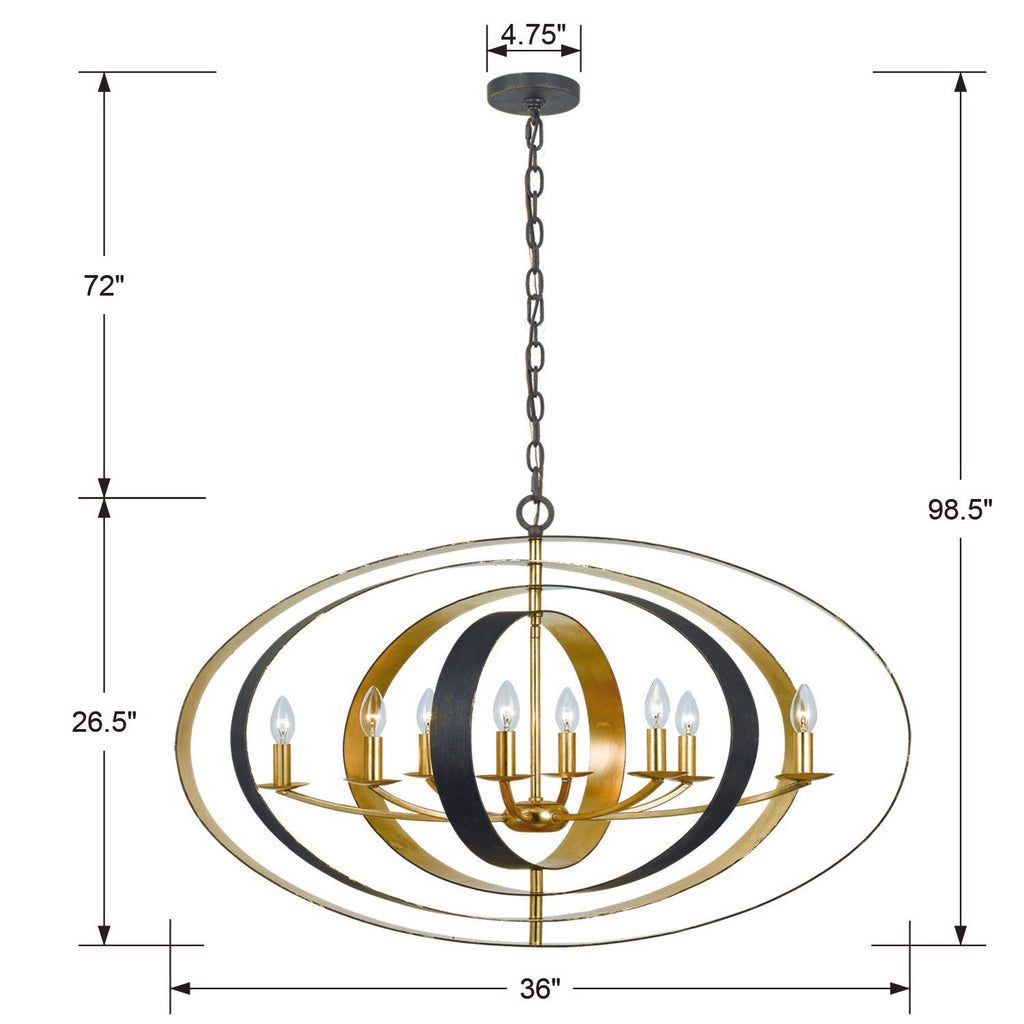 Luna 8 Light Oval Chandelier