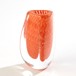 Triangular Bubbled Vase, Orange