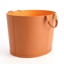 Oversized Oval Leather Basket : Oversized Oval Leather Basket (Orange)