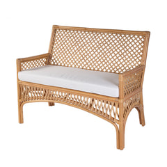 Antigua 42 in. W Rectangular Rattan Dining Bench with Back, Natural