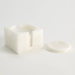 Set of 8, Alabaster Coasters with Holder