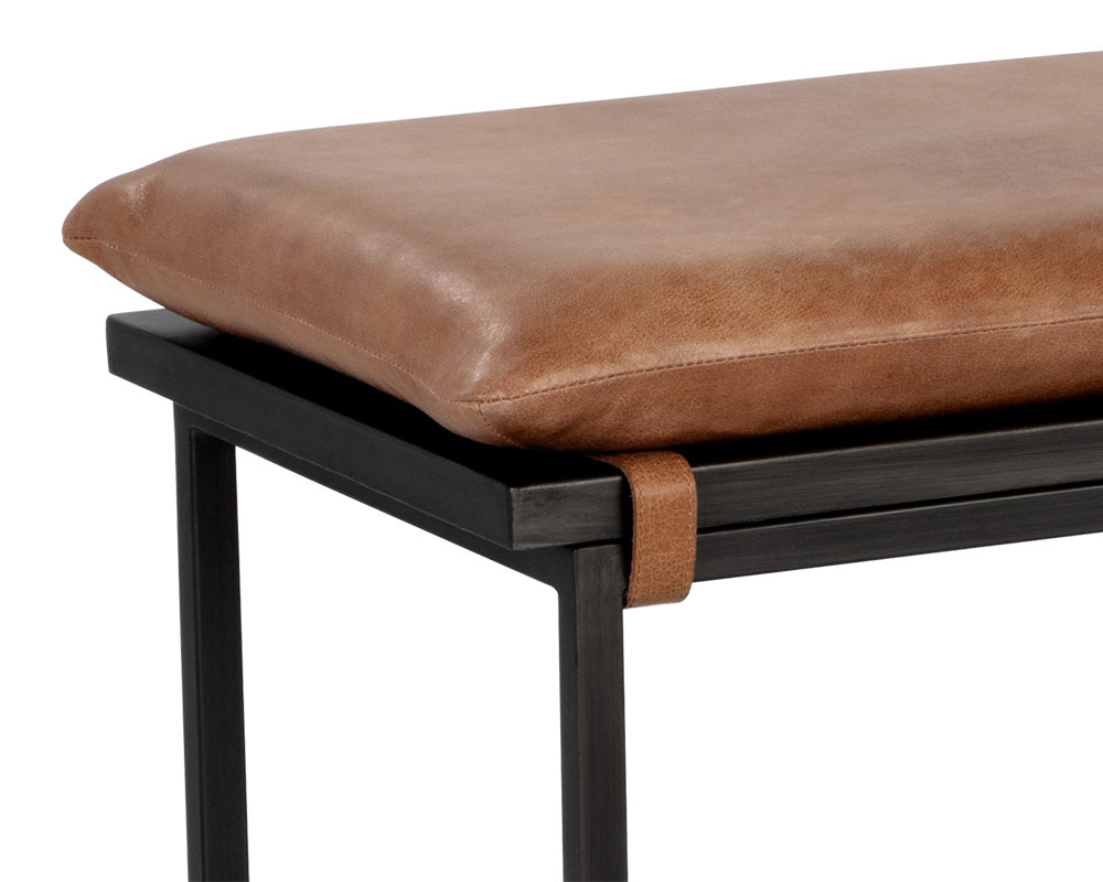 Zancor Bench - Gunmetal - Tan Leather