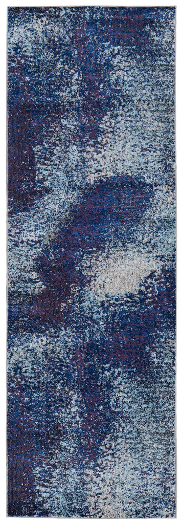 Edgemont Modern Abstract Blue Purple Ivory Area Rug (2'8" x 8')