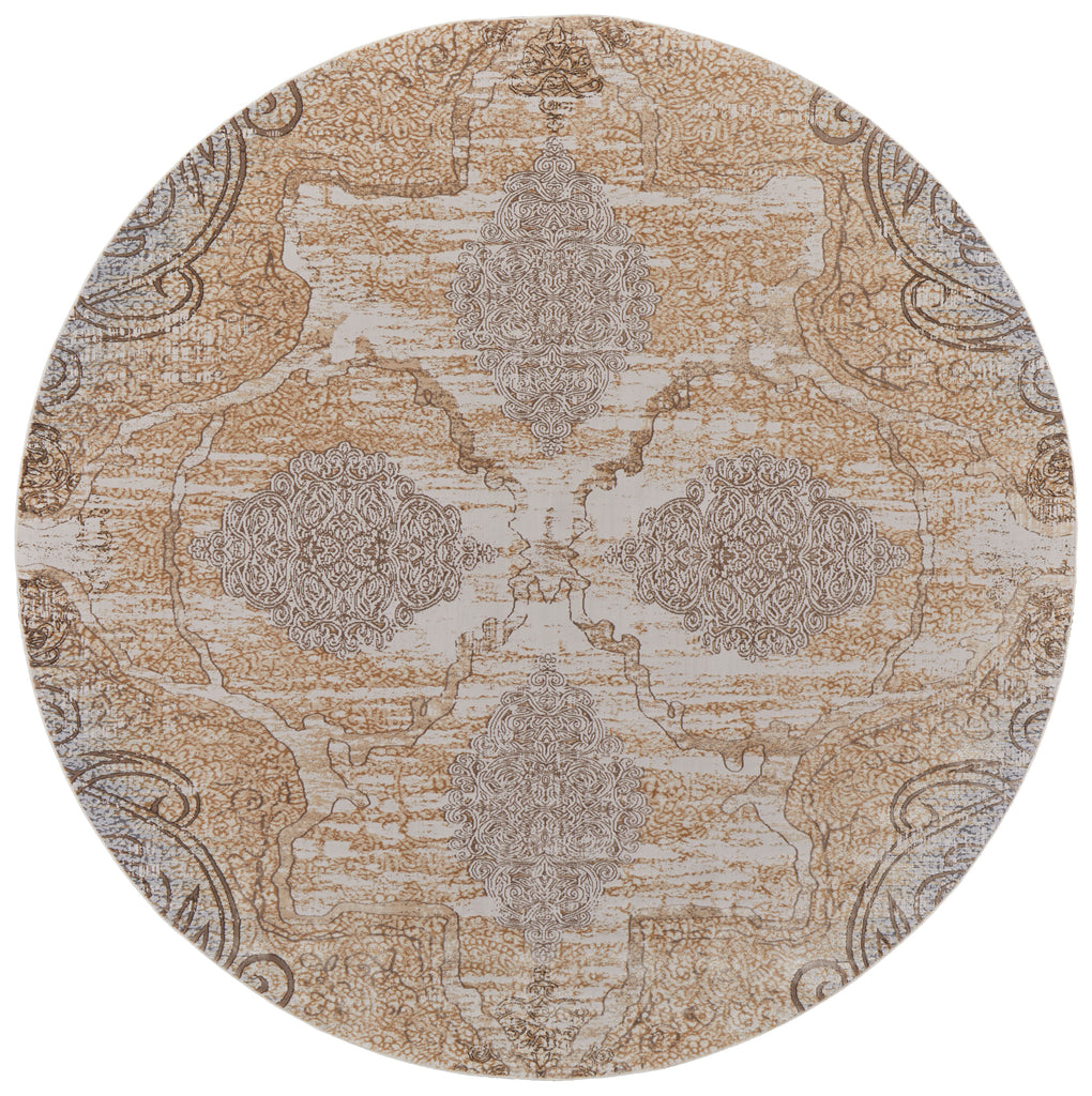 Celene Traditional Medallion Silver Tan Gray Area Rug (7'9" x 7'9")