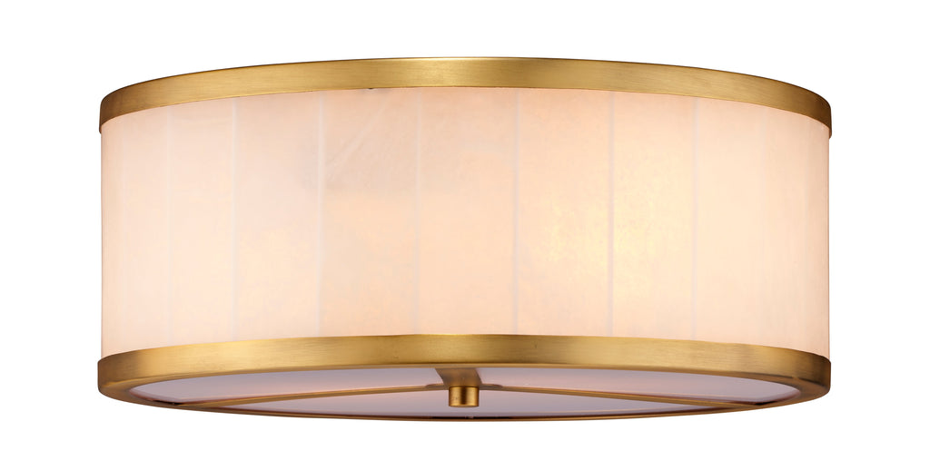 Large Upsala Alabaster Flush Mount Ceiling Light-Antique Brass-White Alabaster