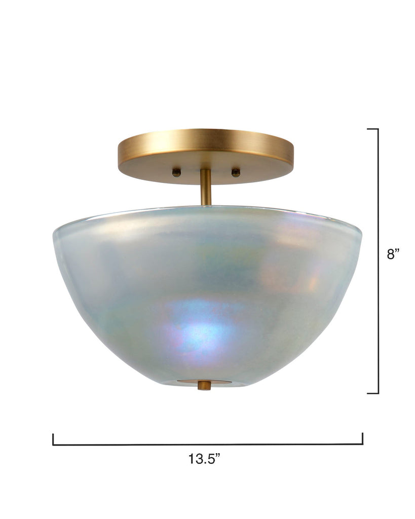 Vapor Bowl Semi-Flush Mount-Antique Brass-Grey Metallic Glass