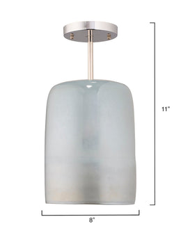 Vapor Semi-Flush Mount-Nickel-Opal Metallic Glass