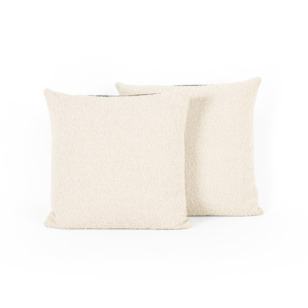 Boucle And Leather Pillow-Set Of 2-20"