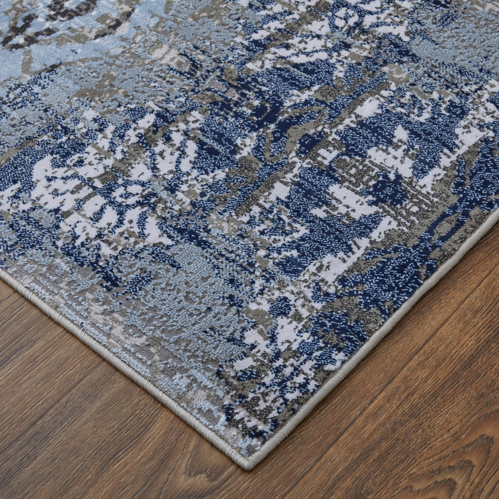 Gaspar Modern Damask Blue Gray Taupe Area Rug (6'7" x 9'6")