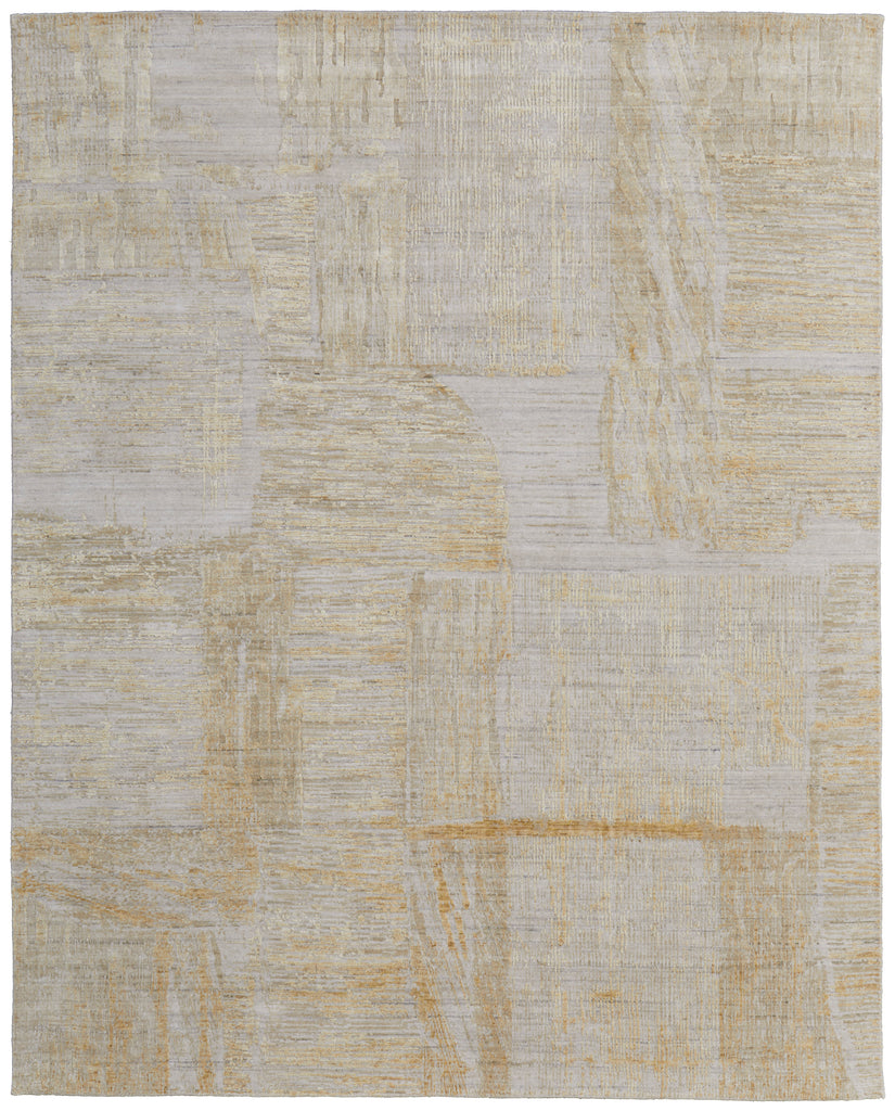 Eastfield Modern Abstract Yellow Ivory Gold Area Rug (9' x 12' / Pattern 3)