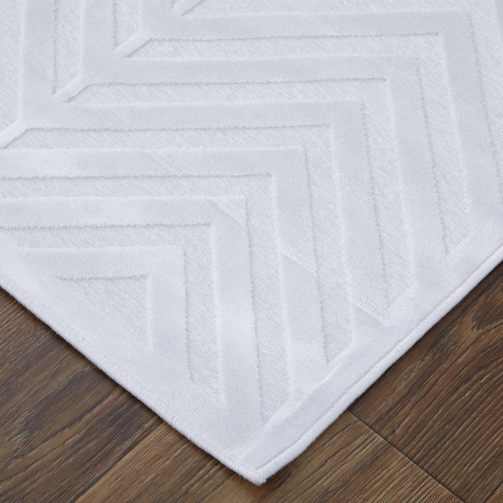 Saphir Mira Modern Geometric White Area Rug (1'9" x 2'10" / Pattern 3)