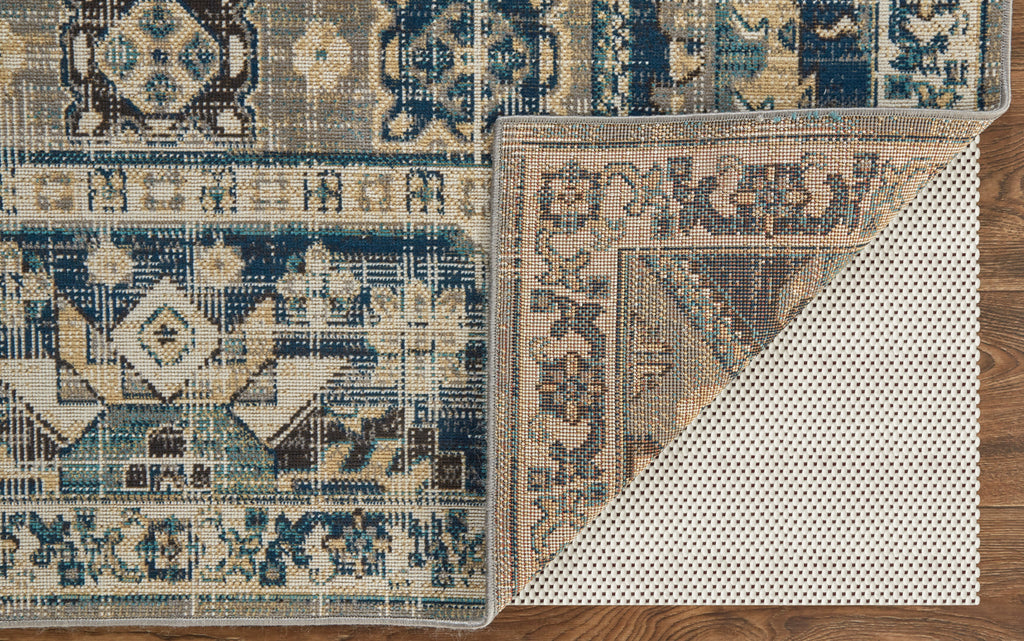 Nolan Transitional Medallion Blue Ivory Area Rug (7'9" x 10'6")