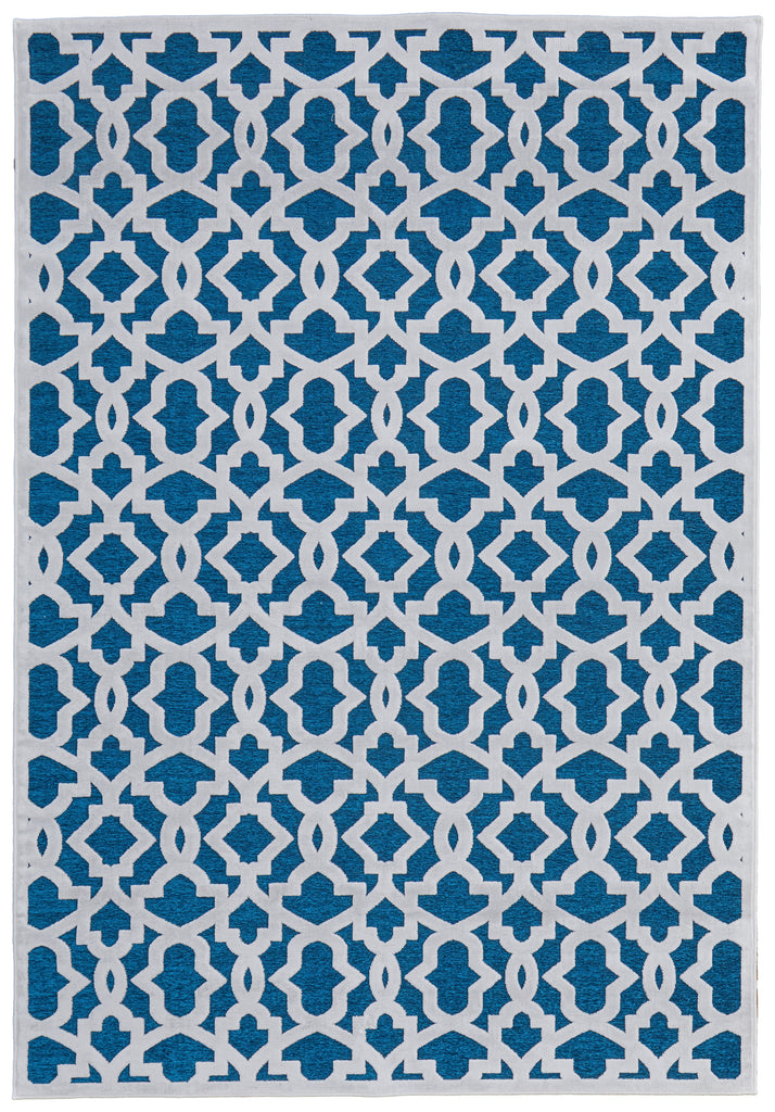 Saphir Mira Modern Geometric Blue Green White Area Rug (9'8" x 12'7" / Pattern 2)