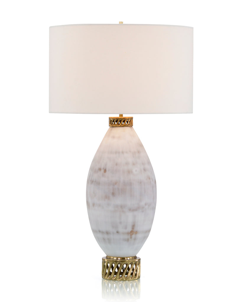 White and Cream Marbled Glass Table Lamp