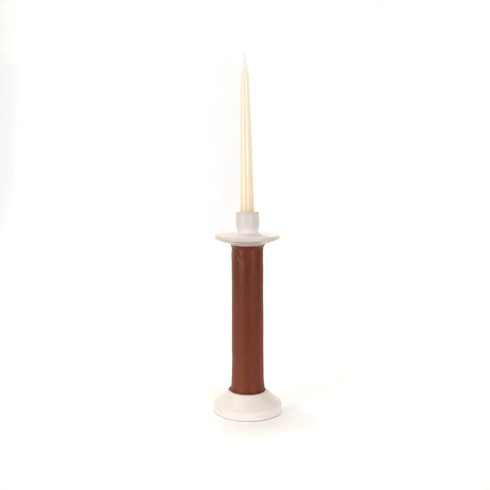 Leather Wrapped Candle Holder