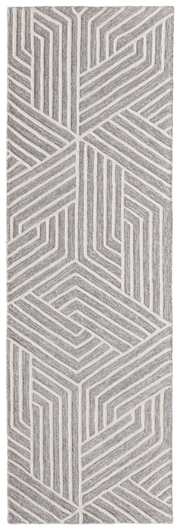 Lytton Modern Geometric Gray Ivory Area Rug (2' x 3')