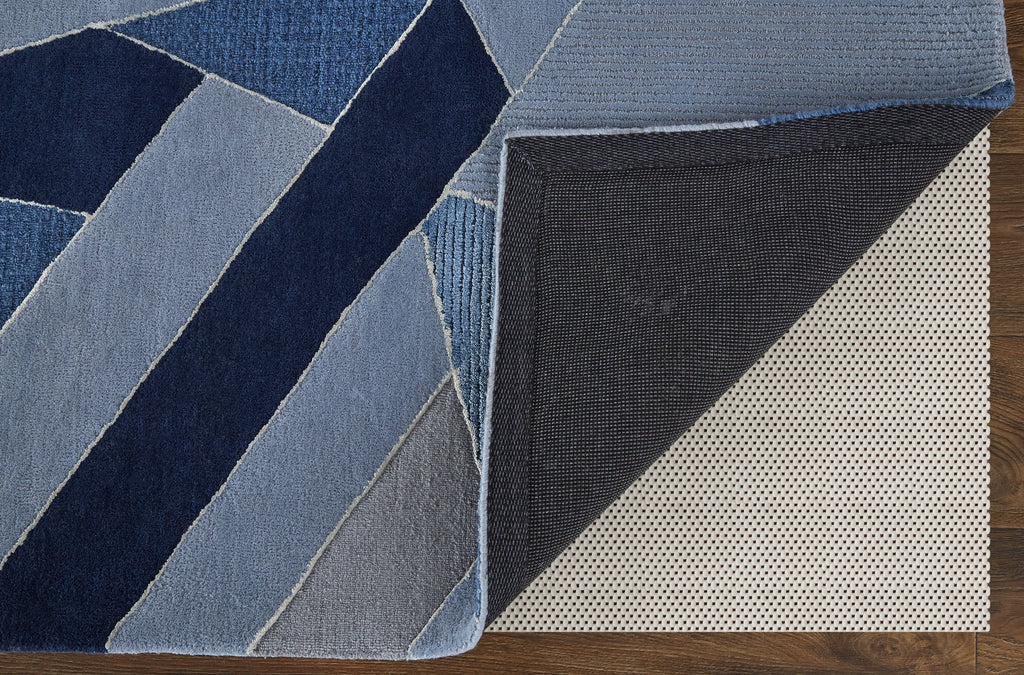 Nash Transitional Geometric Blue Silver Area Rug (8' x 10' / Pattern 2)