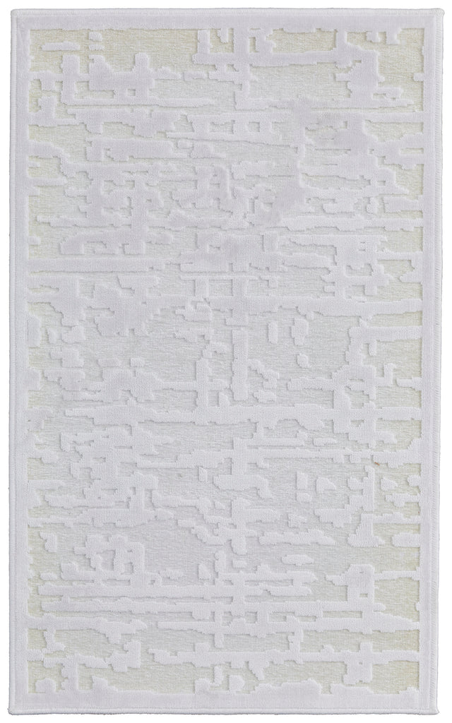 Saphir Mira Modern Abstract White Gray Pink Area Rug (2'6" x 8')