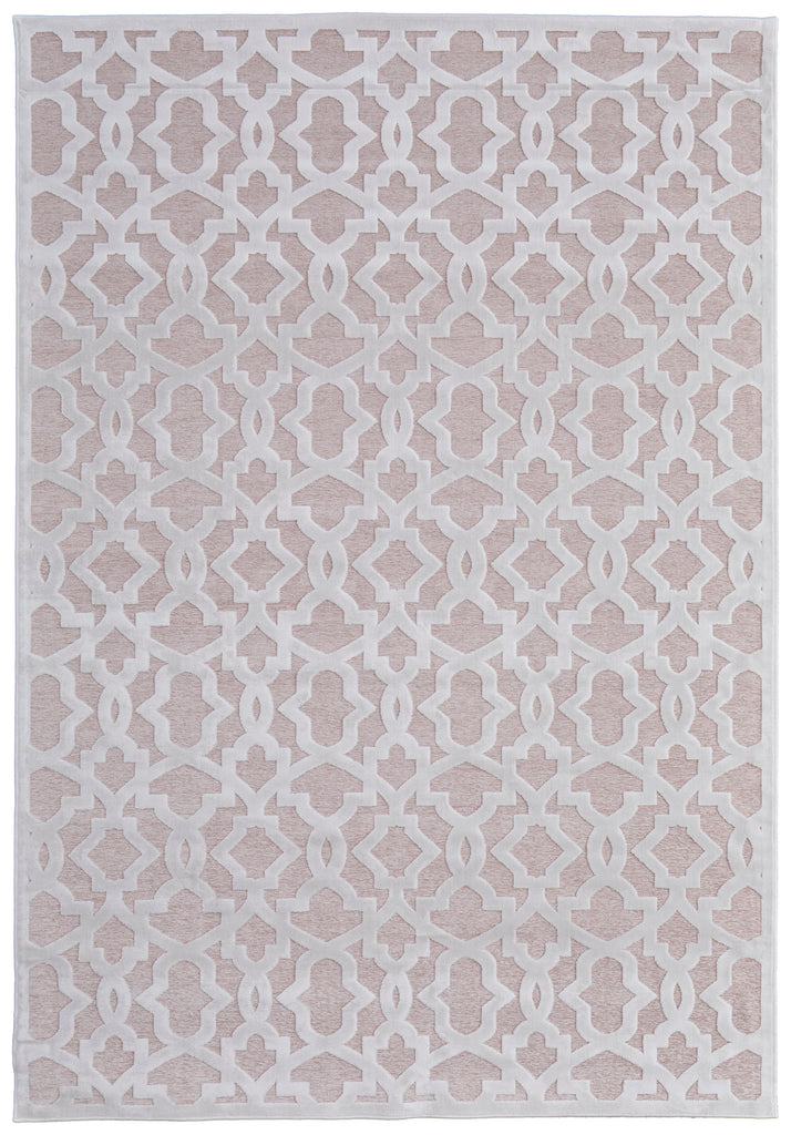 Saphir Mira Modern Geometric Pink White Area Rug (1'9" x 2'10" / Pattern 3)