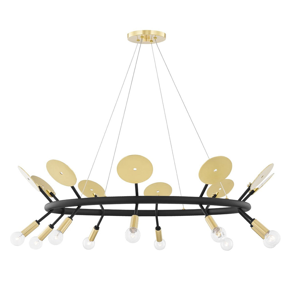 Fern Chandelier - Aged Brass/Dusk Black