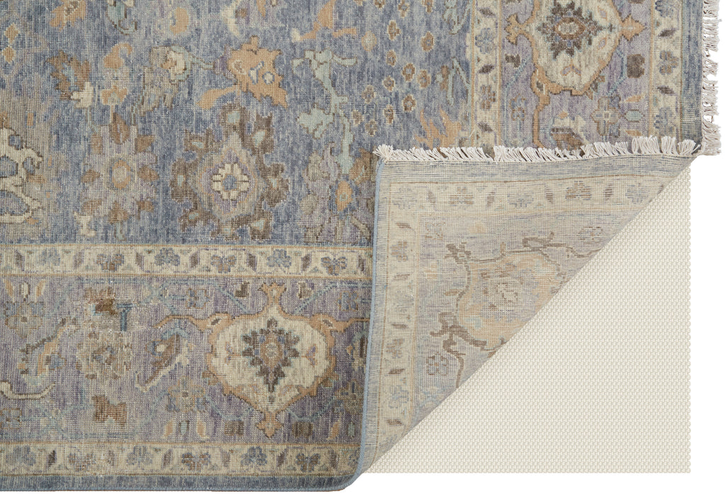 Marabel Traditional Oriental Blue Taupe Ivory Area Rug (5'6" x 8'6")