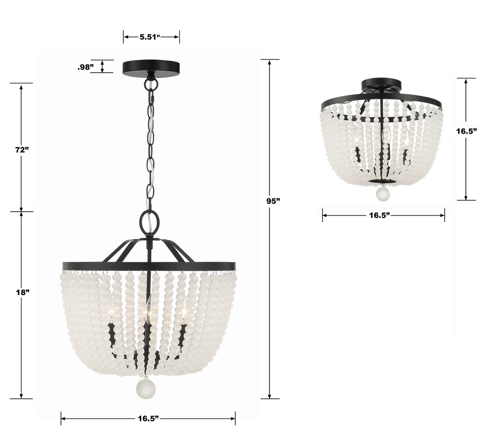 Rylee 4 Light Semi Flush