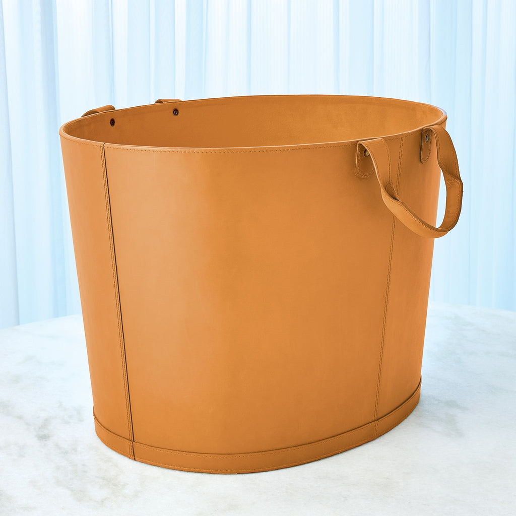 Oversized Oval Leather Basket : Oversized Oval Leather Basket (Orange)