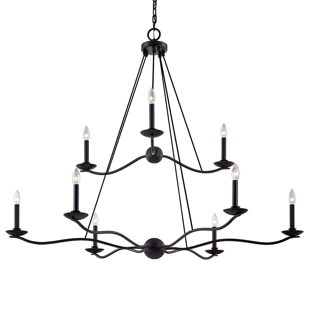 Sawyer Chandelier  - Forged Iron, 42", 9 Lamps