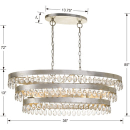 Perla 6 Light Linear Oval Chandelier