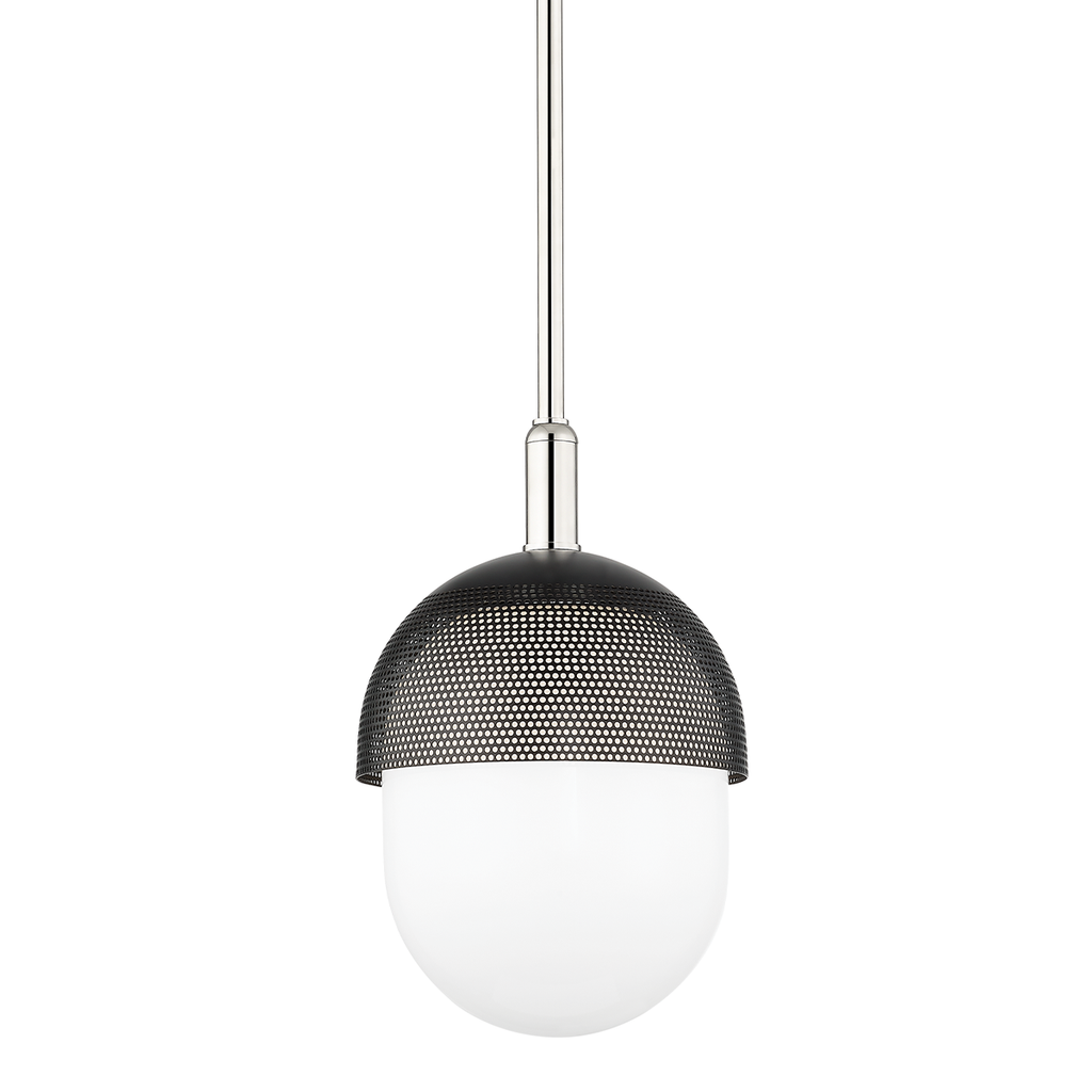 Nyack 1 Light Small Pendant - Polished Nickel/Black