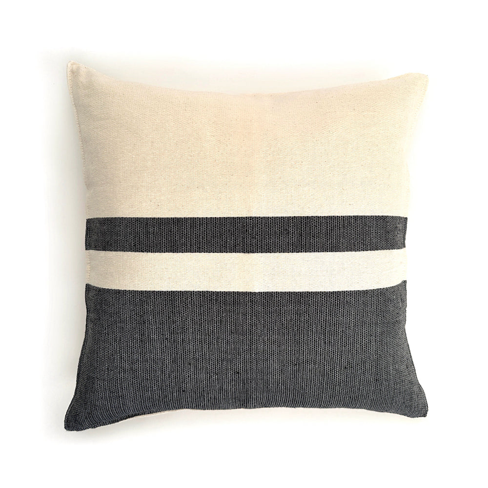 Woven Block Pillow Case Natural With Black