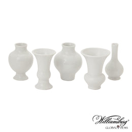 Set of 5, Mini Chinoise Vases, White