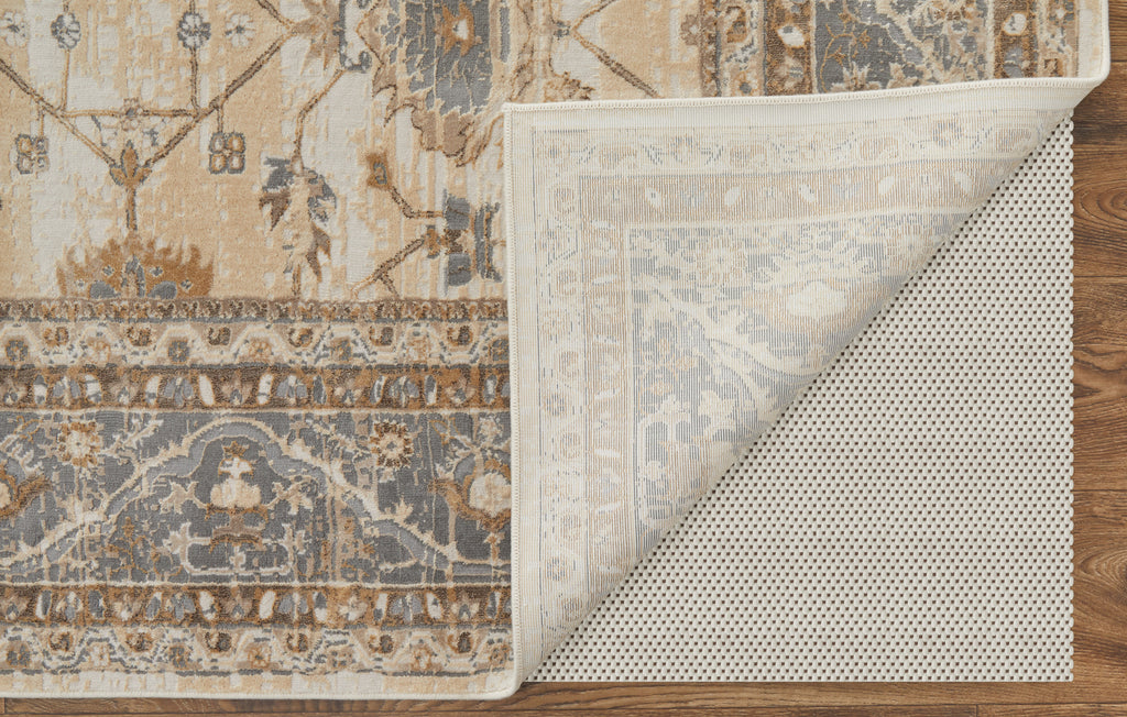 Celene Traditional Bordered Tan Ivory Gray Area Rug (2'6" x 8')