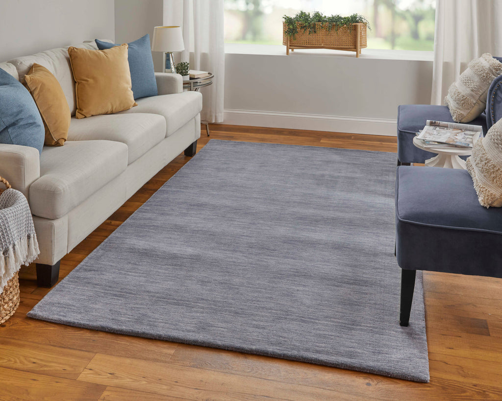 Luna Modern Solid Gray Blue Area Rug (8' x 8')