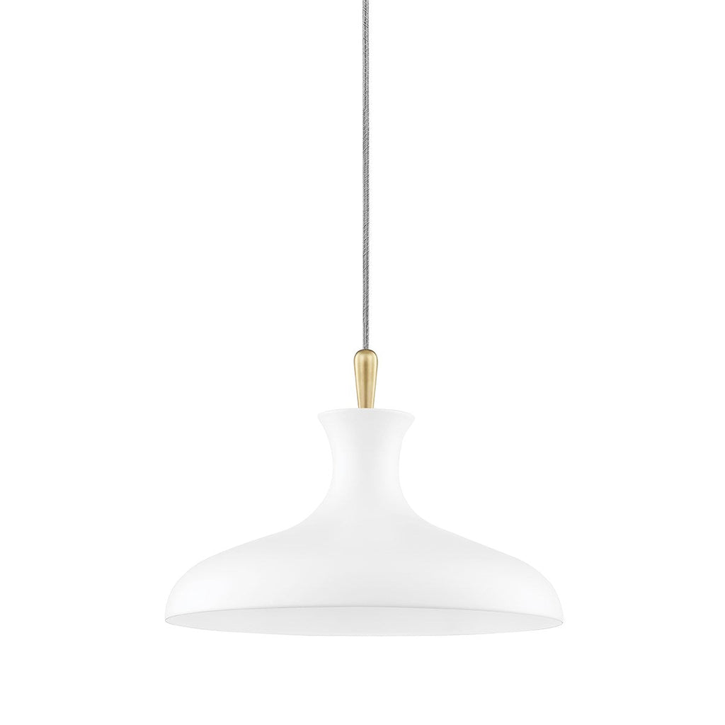 Cassidy Pendant 10" - Aged Brass/White