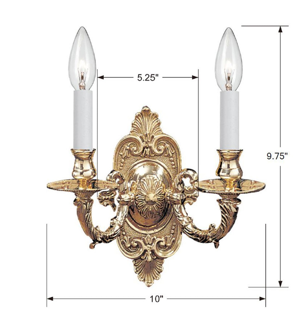 Cast Brass Wall Mount 2 Light Sconce