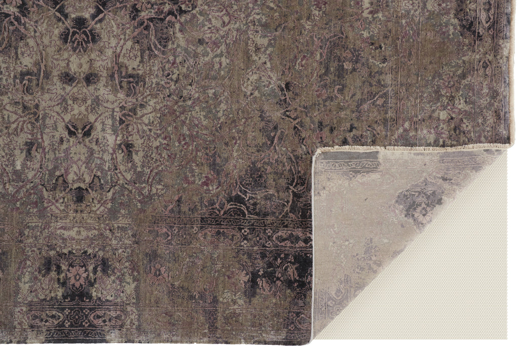 Natalia Transitional Distressed Taupe Brown Black Area Rug (8'6" x 11'6")