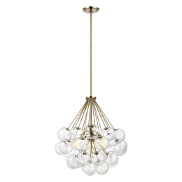 Bronzeville Three Light Pendant, Satin Brass