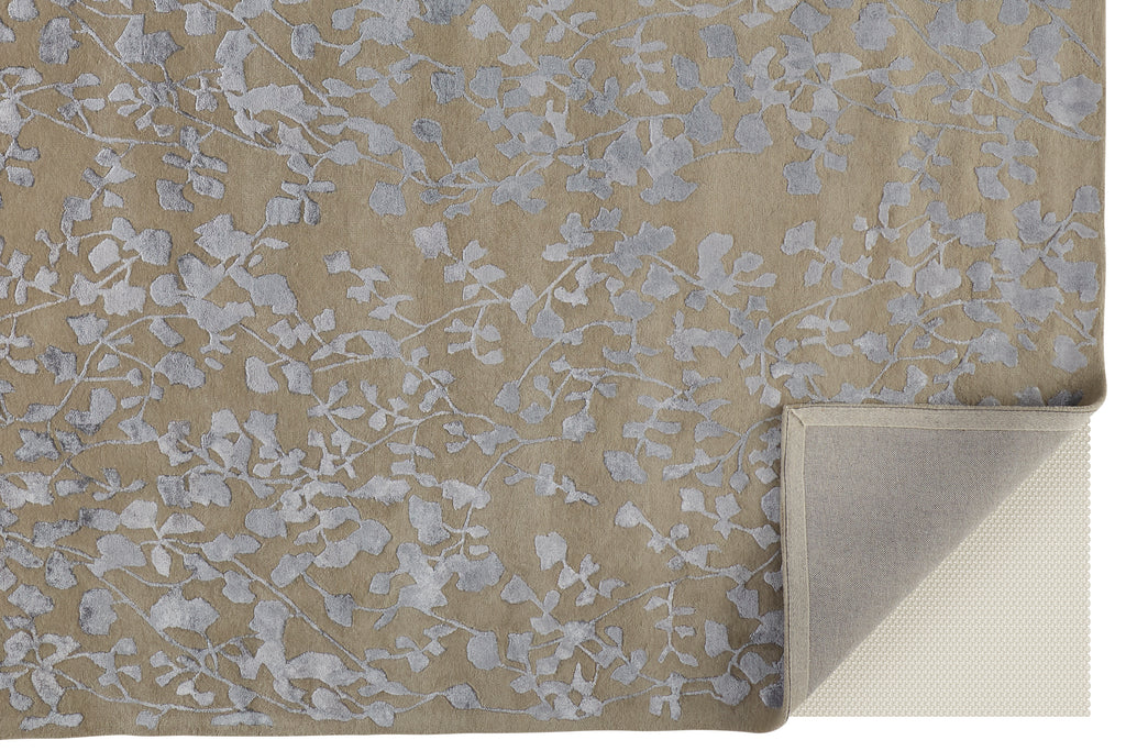 Bella Transitional Floral Botanical Tan Silver Gray Area Rug (10' x 14')