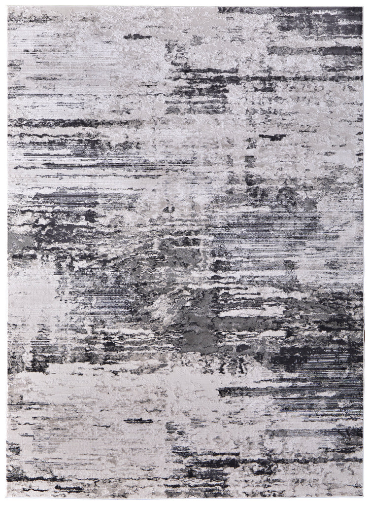 Prasad Modern Abstract Ivory Gray Taupe Area Rug (8' x 11')