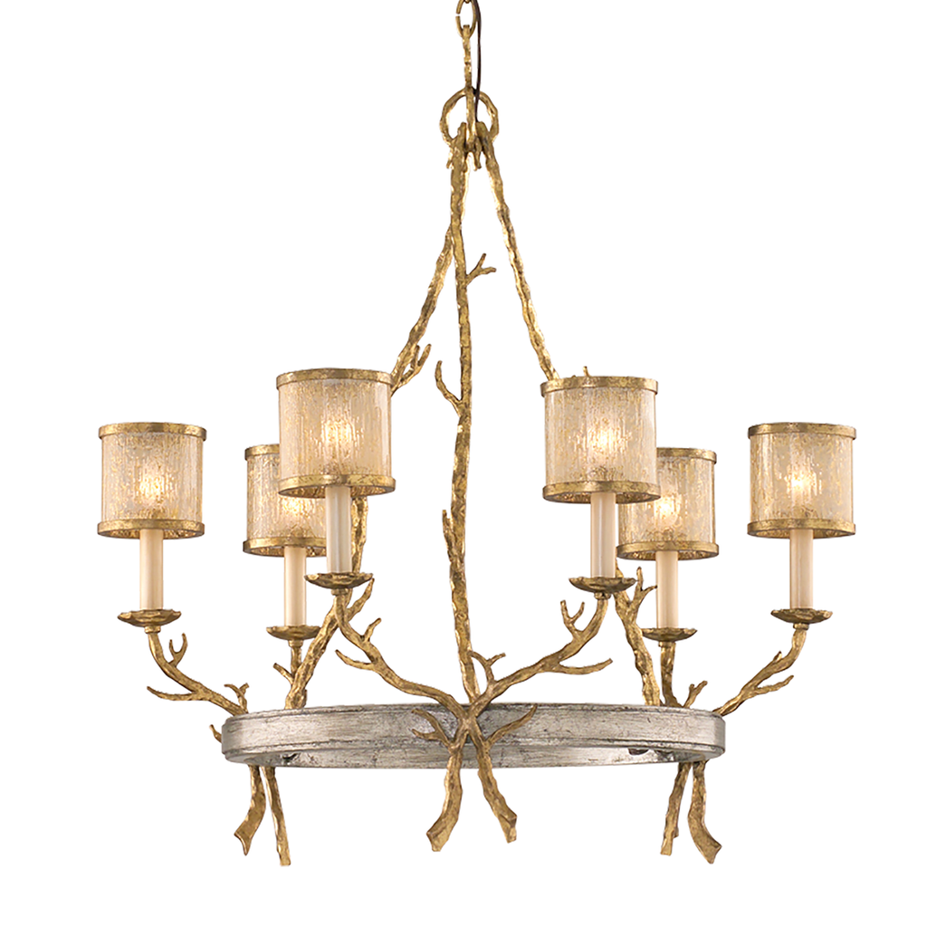 Parc Royale Chandelier 31" - Gold And Silver Leaf