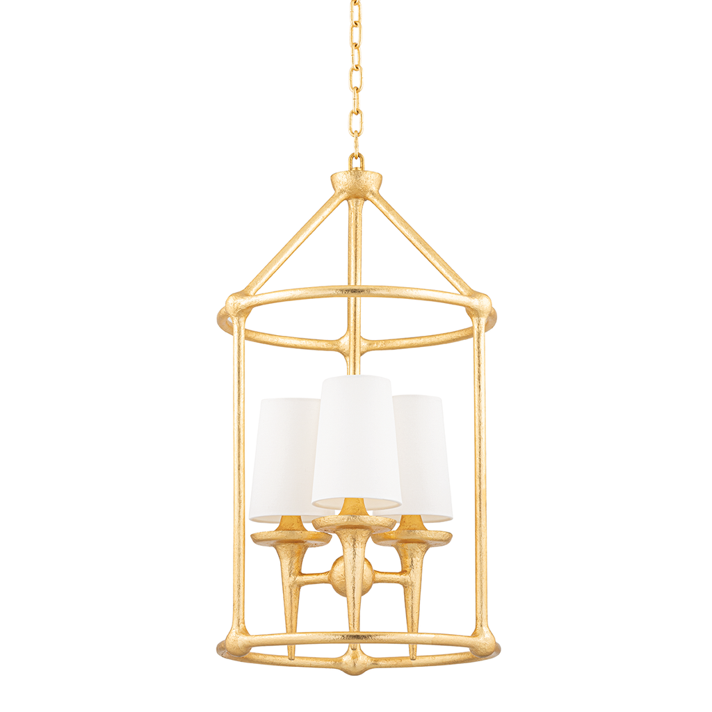 Torch 3 Light Chandelier - Gold Leaf