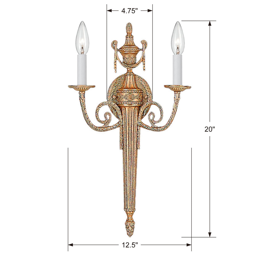 Cast Brass Wall Mount 2 Light Sconce