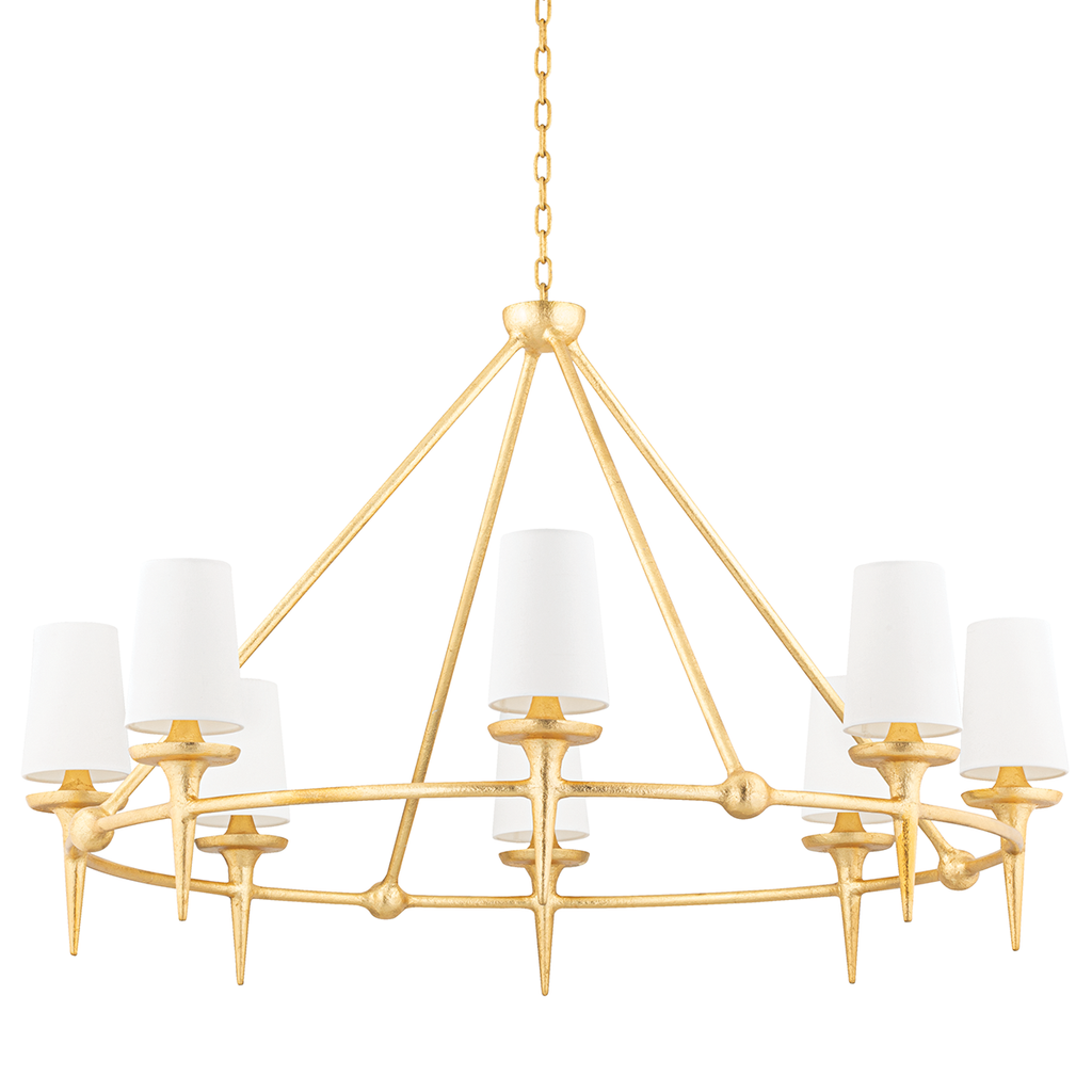 Torch 8 Light Chandelier - Gold Leaf