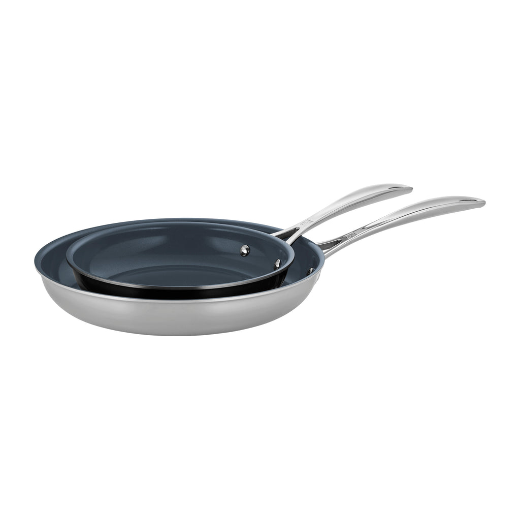 2-Piece Stainless Steel Ceramic Nonstick Fry Pan Set Clad Cfx