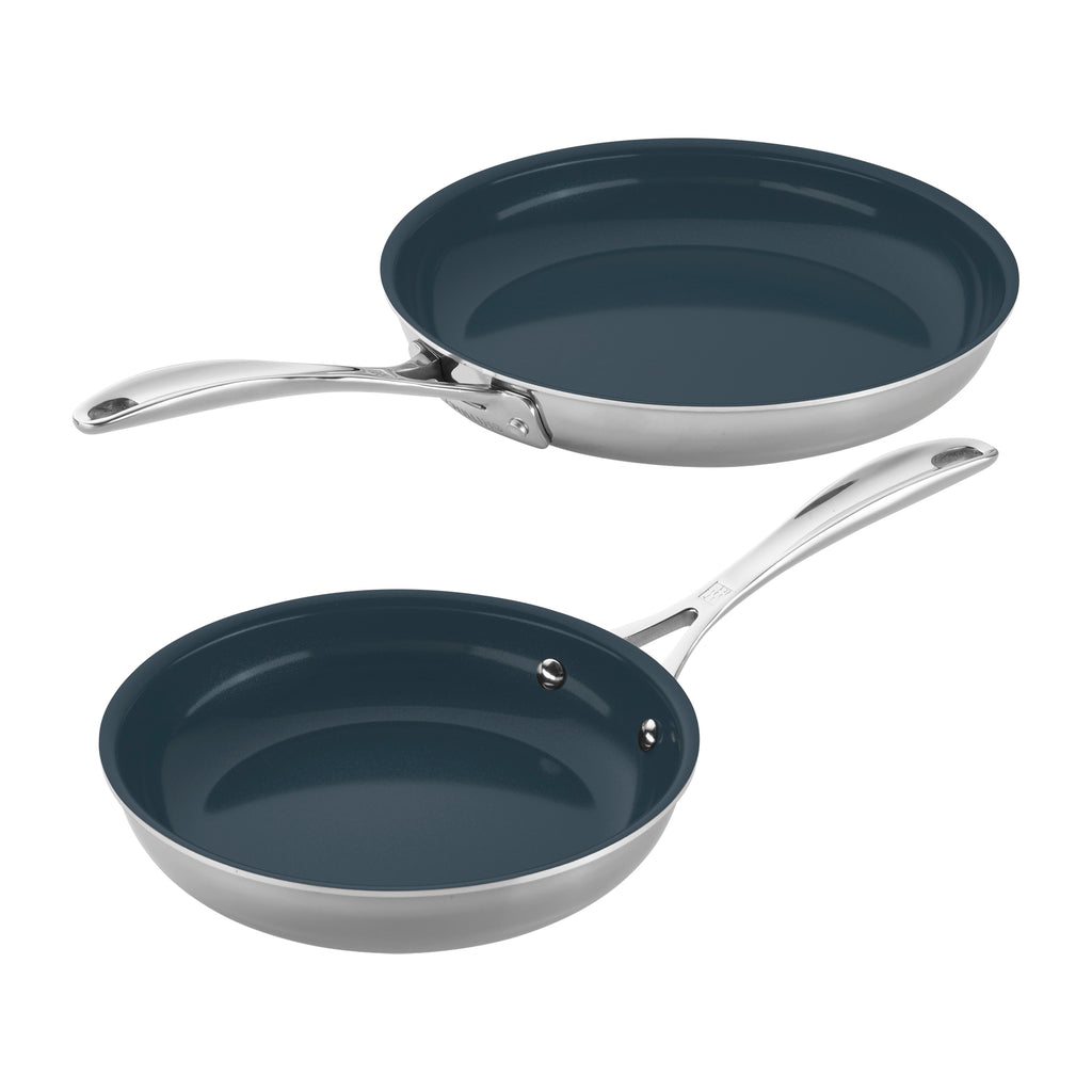 2-Piece Stainless Steel Ceramic Nonstick Fry Pan Set Clad Cfx